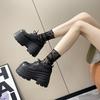 British Style Platform Loafers Women's 2024 Autumn and Winter New Fashion Versatile Lace-up Muffin Platform Loafers