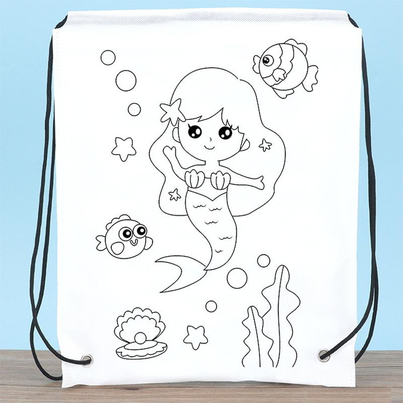 Children Handmade DIY Environmental Protection Graffiti Non-woven Bags Kindergarten Kids Art Painting Coloring Hand Craft Toys