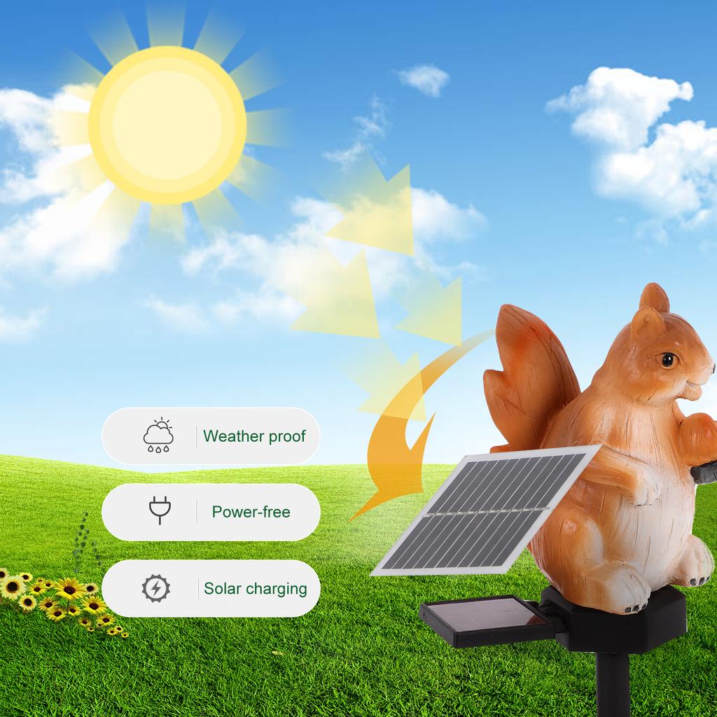 2pcs New LED Solar Plug-in Lights for Atmosphere Decoration Garden Park Resin Lawn Lamp Squirrel Garden Landscape Lights