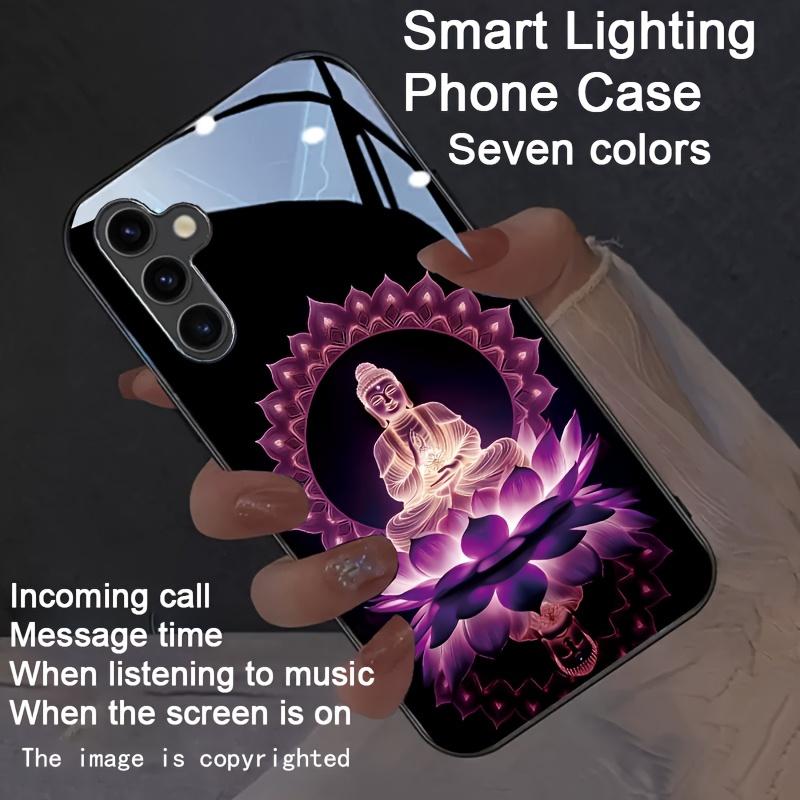 Lotus Buddha Colorful Luminous Phone Case For Samsung S26 S25 S24 S23 FE S22 S21 Ultra Plus Z Fold 7 6 5 LED Light Shining Cover