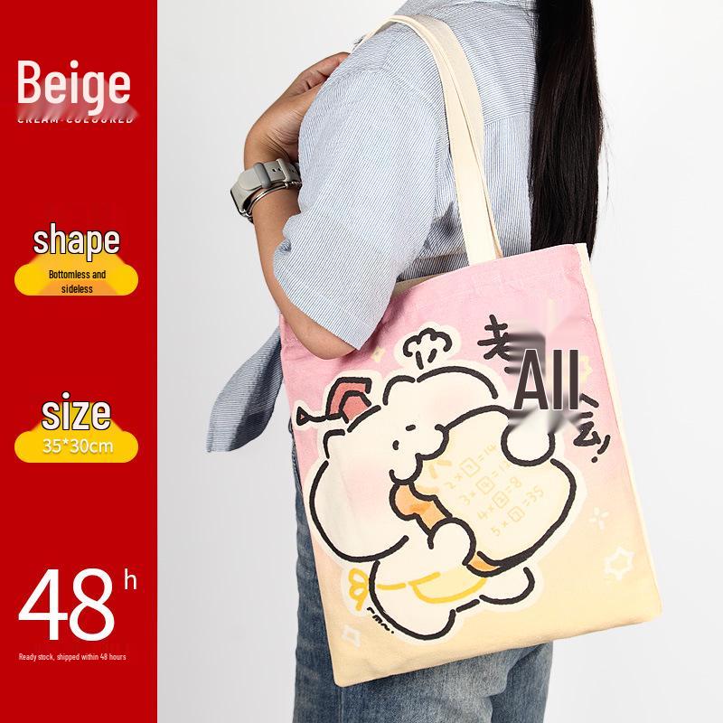 Black Canvas Tote Bag with Logo Print - Eco-friendly for Students