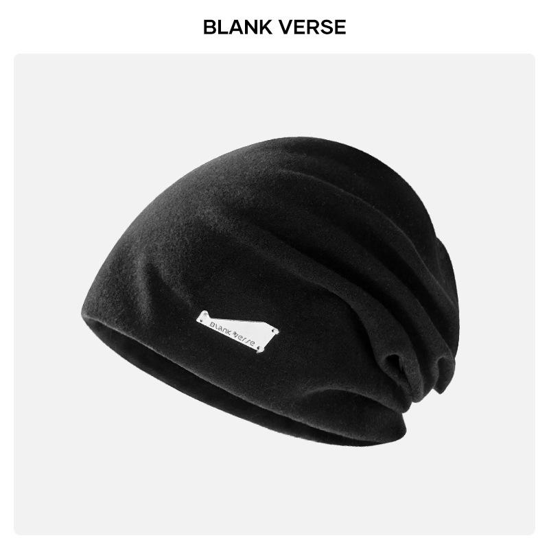 Lazy wind black pile hat women's autumn and winter fashion pullover confinement hat big head circumference showing face small bag head hat