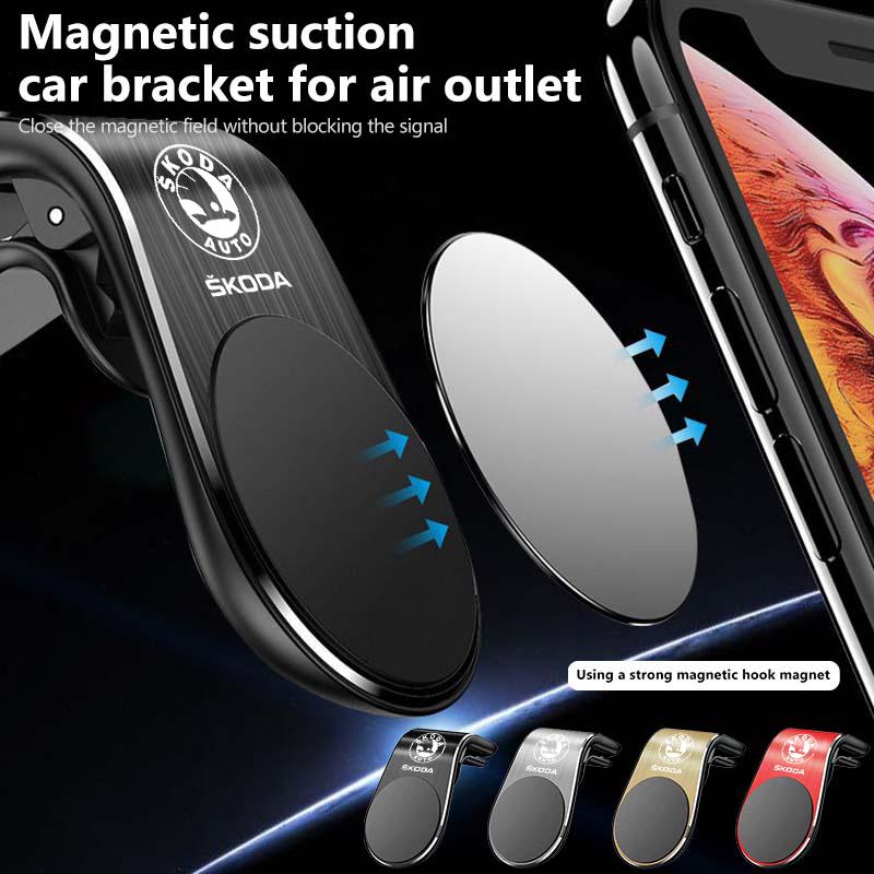 Car Magnetic L-Type Phone Holder Car Smart Phone Stand Clip For Skoda Octavia Superb RAPID FABIA KAMIQ KAROQ KODIAQ YETI ZA1