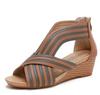 Fashion Women's Bohemia Fish Mouth Wedge Sandals Platform Gladiator Shoes with Zipper Summer PU Jelly Shoes for Women Flat Sandals