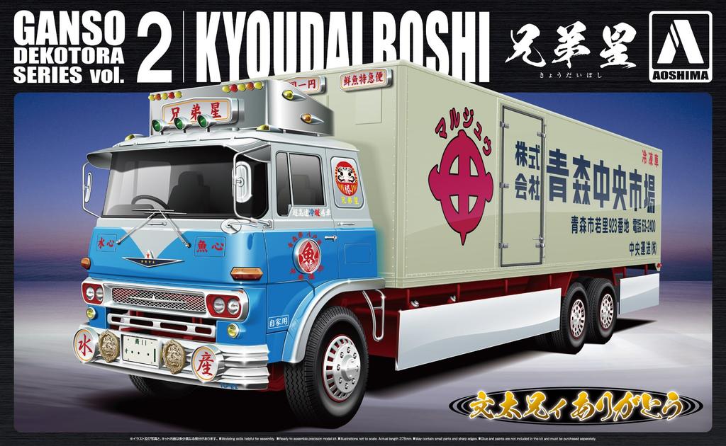 Aoshima Bunka Kyozaisha Originální Deco Truck Series Brothers Star Velký chladírenský vůz Plastikový model 1/32 č. 2