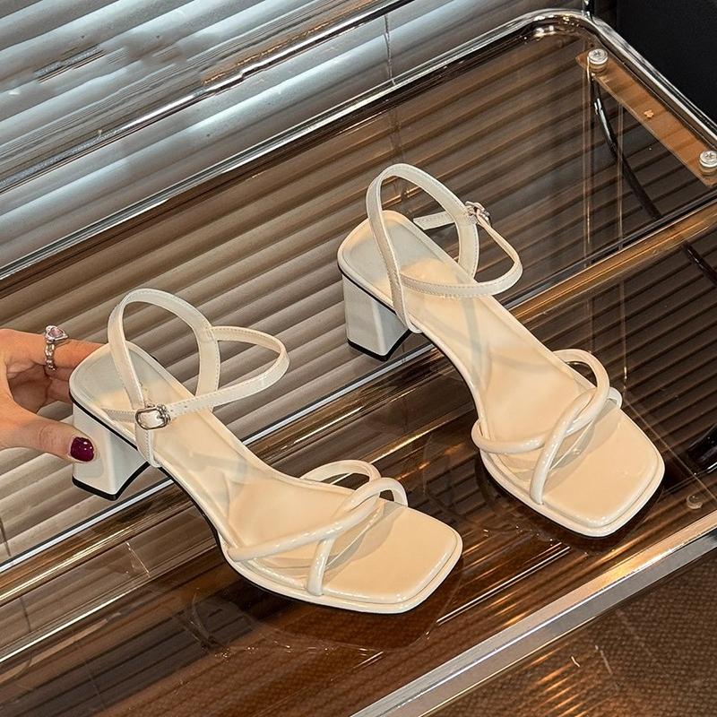 Summer Square Toe Women Silvery Sandals Fashion Ladies Outdoor Dress High Heel Gladiator Sandalias