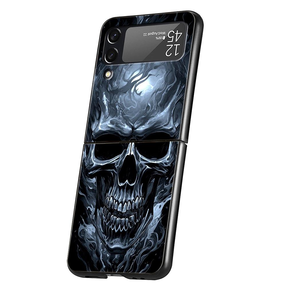 

Жесткий ПК чехол для телефона Samsung Galaxy Z Flip 6 5 4 Черная крышка для Galaxy Z Flip 3 Складной Ударопрочный Capas Террор Черный Череп Z Flip 6