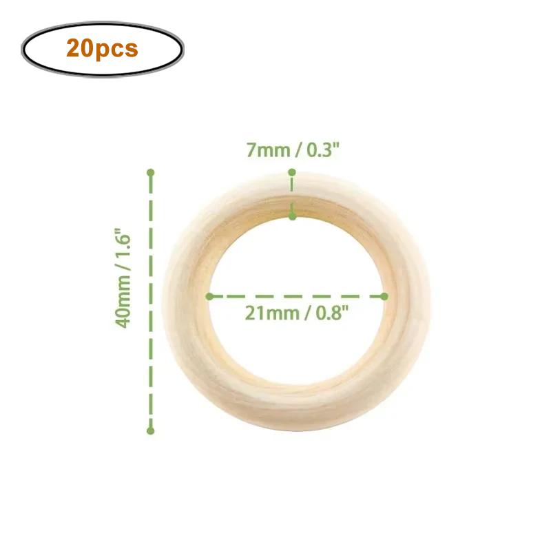 15-100mm Natural Unfinished Solid Wood Rings Smooth Wood Circles for DIY Craft, Ring Pendant Connector, Jewelry Making and Decor