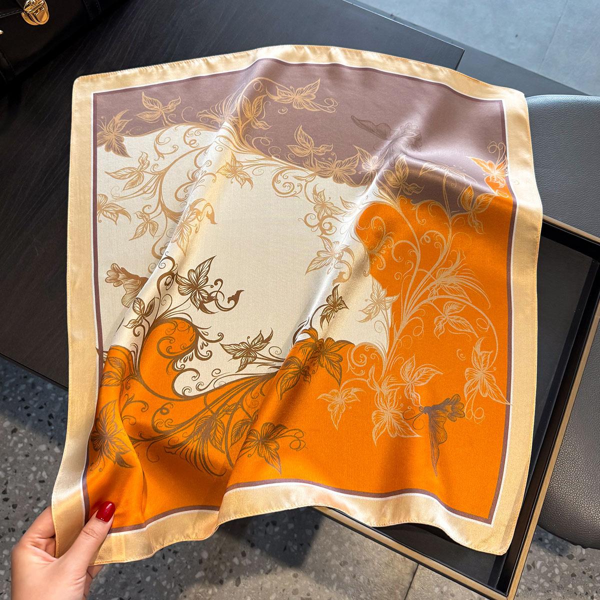 

100% Silk Scarf Women Shawls Wraps for Ladies Foulard Scarves Neckerchief Female Hijab Bandana Luxury Spring Fashion bufanda Real Silk 53x53cm