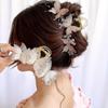 2Pcs Embroidery Butterfly Hair Claw Clips - Elegant Pearl Tassel Shark Clip Pins for Women, Sweet Fairy Hair Accessories