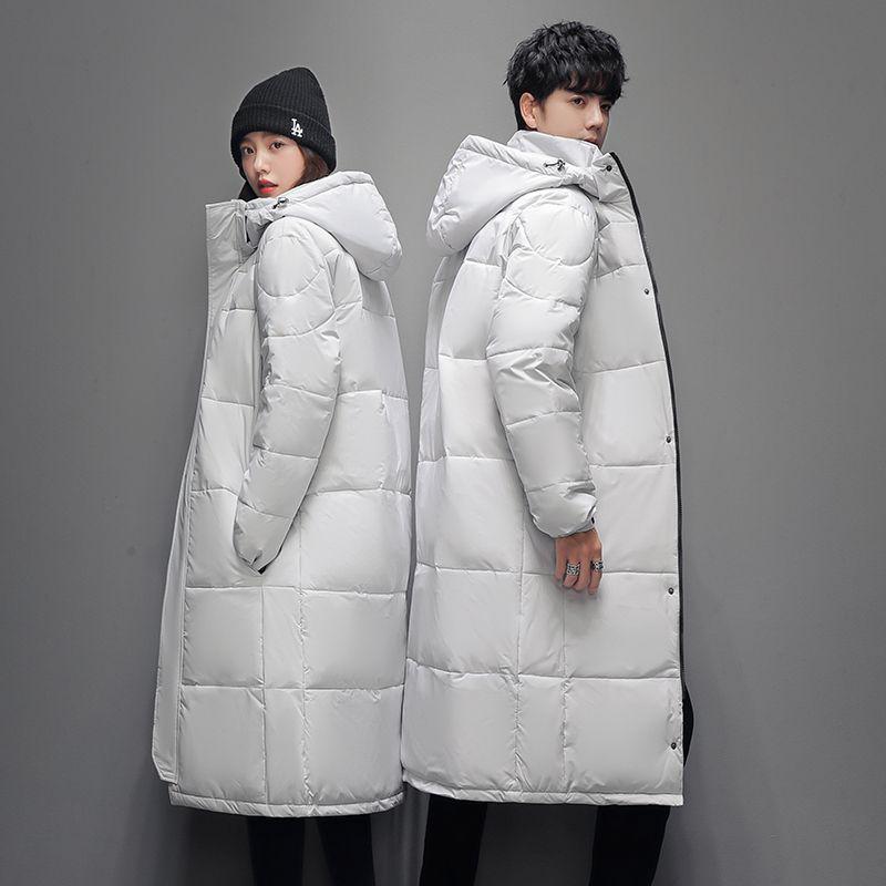Hooded long men and women winter cotton jacket jacket thickened warm lightweight jacket casual loose comfortable down jacket