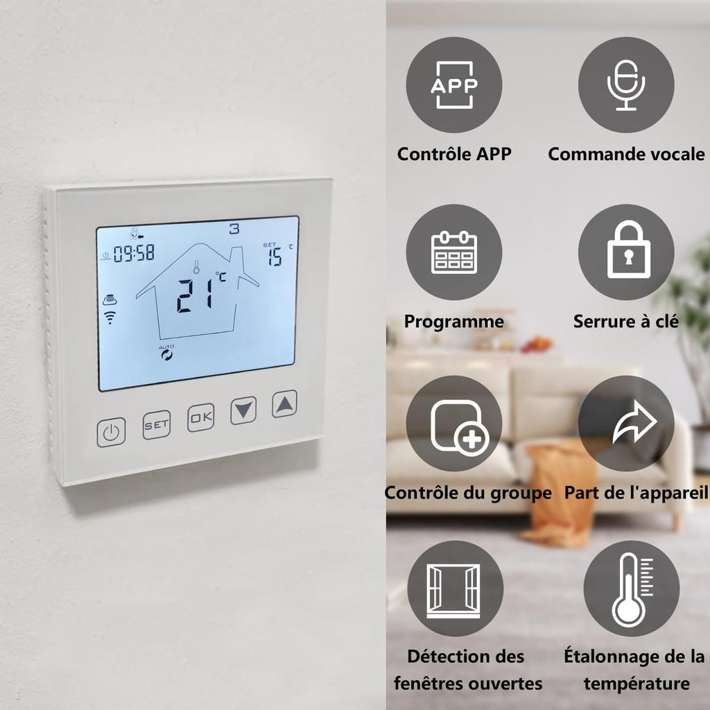 Ketotek 16A/3A WIFI Smart Room Thermostat Electric Floor Heating Temperature Controller Voice Touch