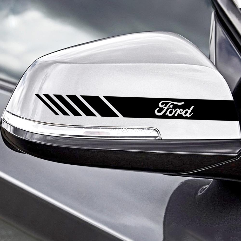 2Pcs PVC Car Logo Rearview Mirror Badge Body Decor Sticker For Ford Ranger Focus Kuga Mustang MAX Transit Mondeo MK7 8 Accessory