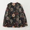 Autumn 2025 Artistic Retro Floral V-Neck Shirt: Cotton Linen, Age-Reducing, Plus Size, Casual