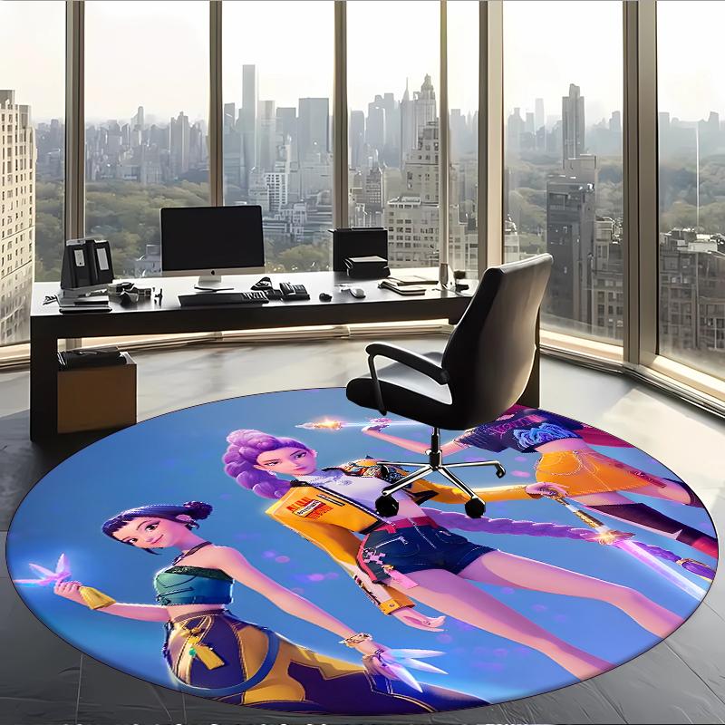 Huntrix (259) Round Office Rug Decorative Floor Rug for Office Bedroom Living Room and Home Space