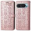 For Google Pixel 10 Pro XL/9 Pro XL Case Leather Wallet Flip Phone Cover Cute Cat Dog Pattern