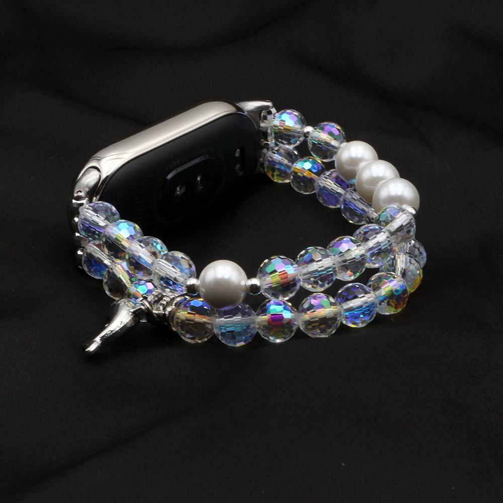 

Mi Band 9 Bracelet for Xiaomi Smart Band 8/9/10 Strap for Women Dressy Wristband Watchband with Purple Crystal Beaded Bling