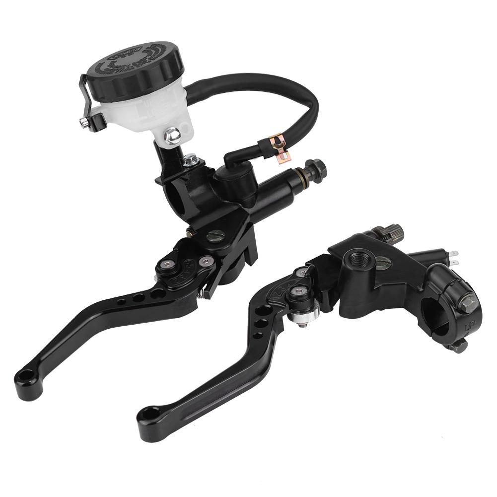 Universal 78"(22mm) Motorcycle Brake Clutch Master Cylinder Reservoir Levers Set Black