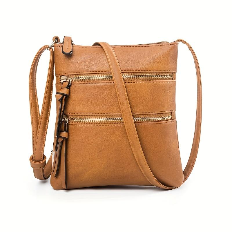 Small Multi-Zipper Crossbody Bag, Textured Bag Purse, Classic Versatile Fashion Shoulder Bag