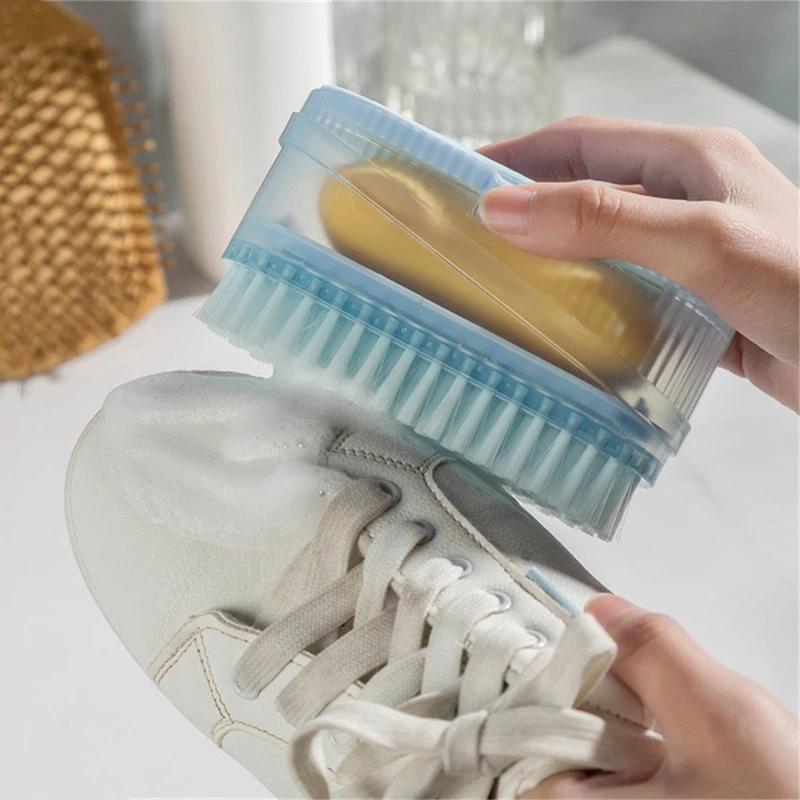 Soap Foaming Box Laundry Brush Two-in-one with Rollers Shoe Rubbing Brush Home Multi-functional Soap Draining and Storage Box