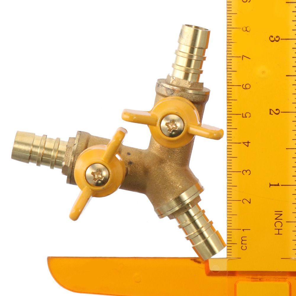 Durable Brass Shut Off Ball Valve 2 Switch 3 Way Pipe Fitting Connector 11mm Hose Barb Ball Valve Adapter Fuel Gas Water Oil
