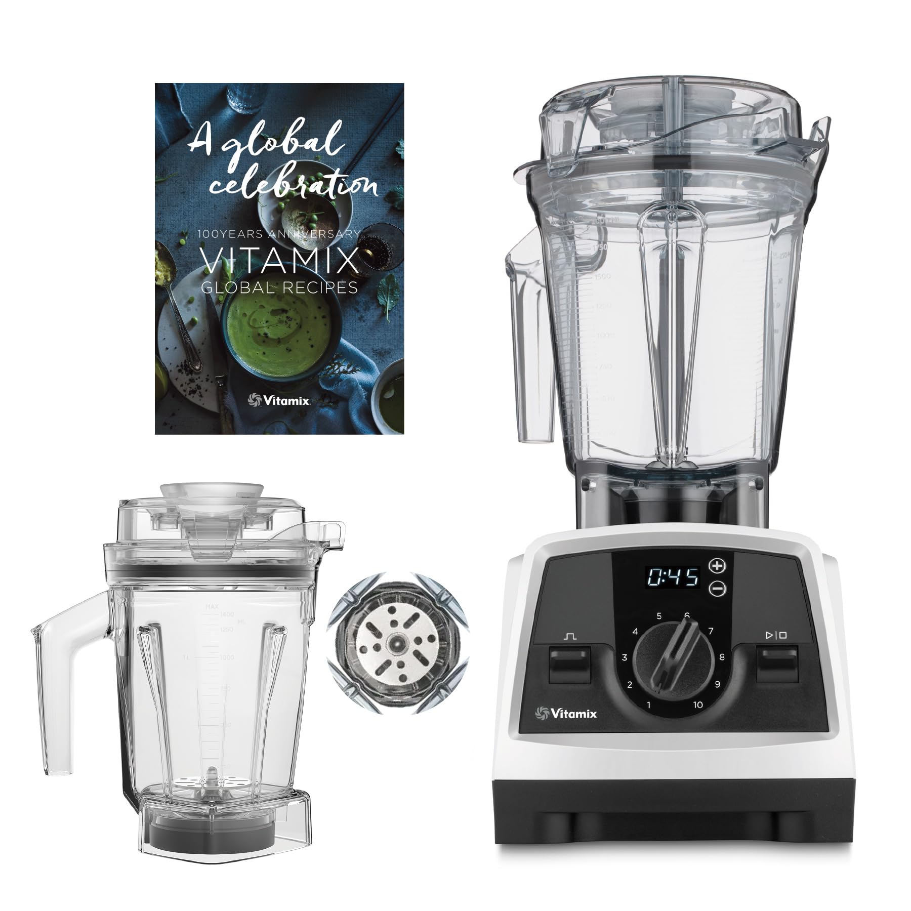

Vitamix V1200i White Blender Air Disc Container Set, 2 l Container, 10-річна гарантія, блендер із обмеженими перевагами [офіційний] 1,4 л, 8-в-1 білий