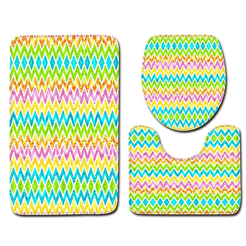 Regenbogen Badezimmerbodenmatte Toilette Dreiteiliges Set