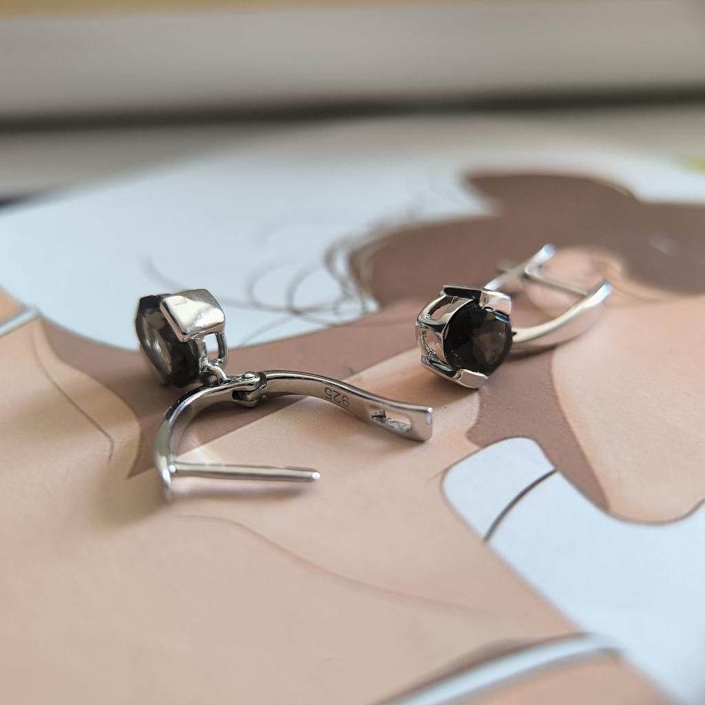 Серебряные серьги с натуральным раухтопазом (дымчатым кварцем) 2.133ct (2207306)