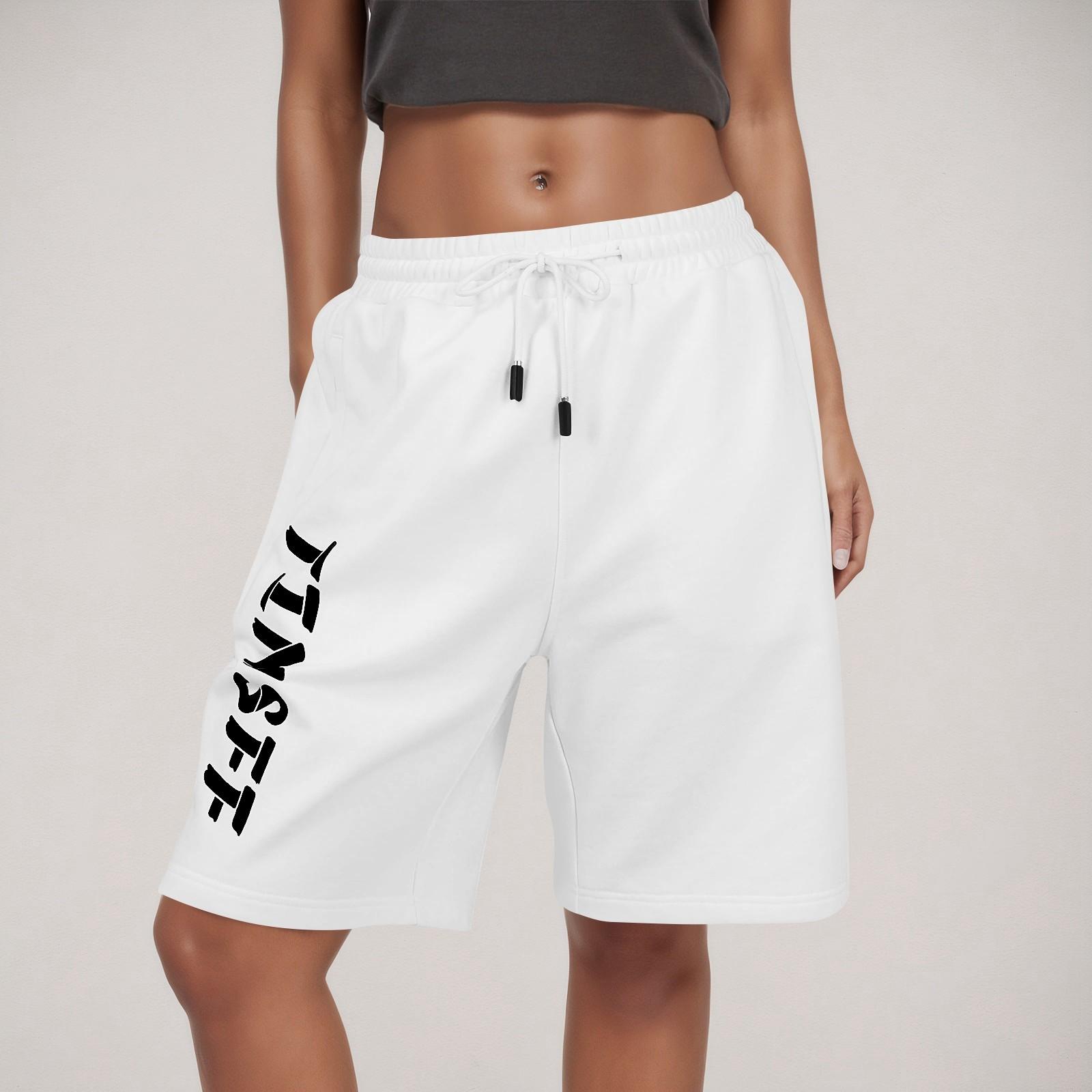 

Женские спортивные шорты с карманами из хлопка с французской завязкой, летние повседневные шорты для тренировок XL белый