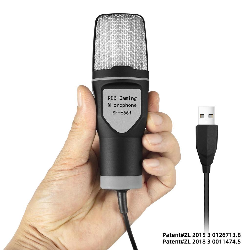 SF-666R RGB USB Condenser Microphone with Shock Mount for Gaming