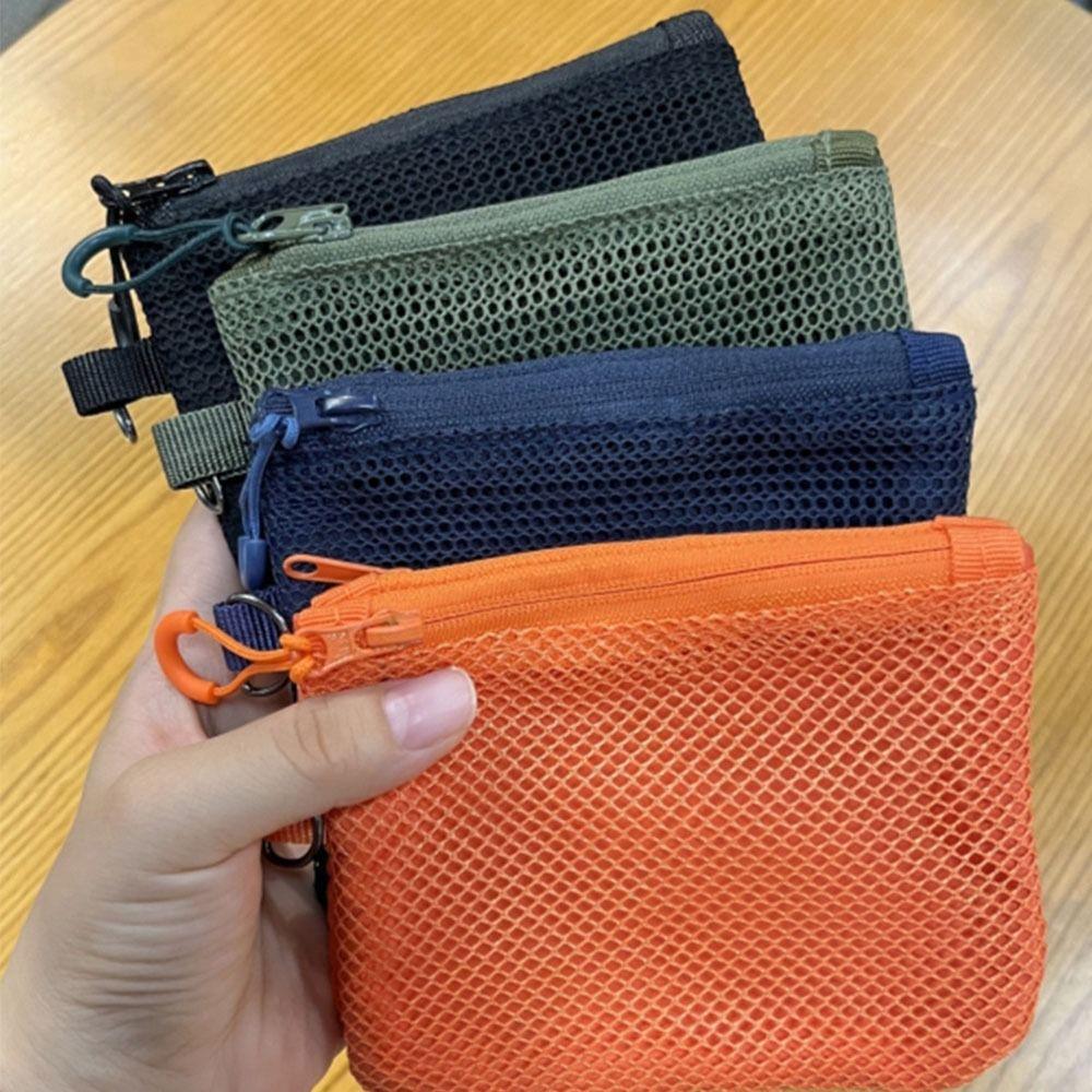 Candy Color Mini Coin Purse Large Capacity Visible Makeup Pouch Mesh Storage Bag Headphone Bag