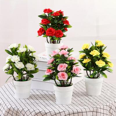 Künstliche gefälschte Rosenblüten Pflanzen im Topf für den Außenbereich/Garten, Büro, Heimdekoration ~ NEU