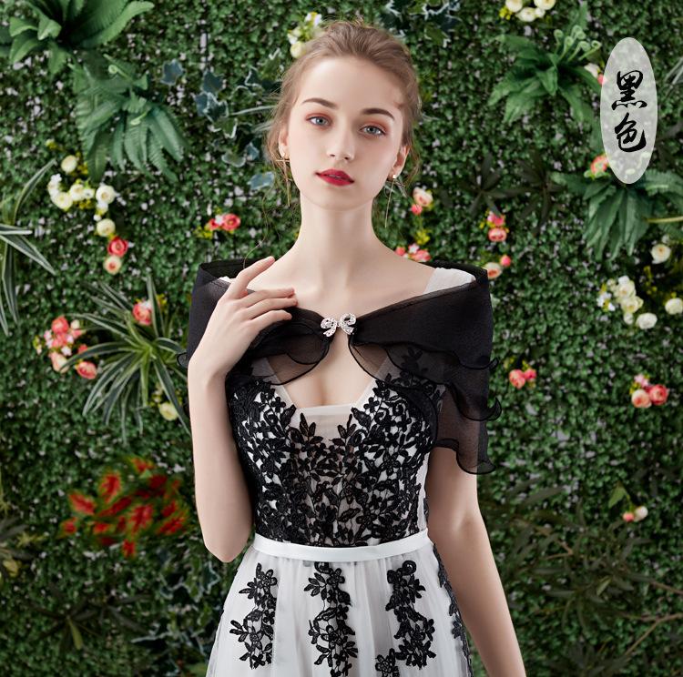 Ruffle Organza Shrug Bolero With Rhinestone Bow Clip Multi Color Sheer Tulle Cape Wrap For Off Shoulder Evening Prom Wedding Dress