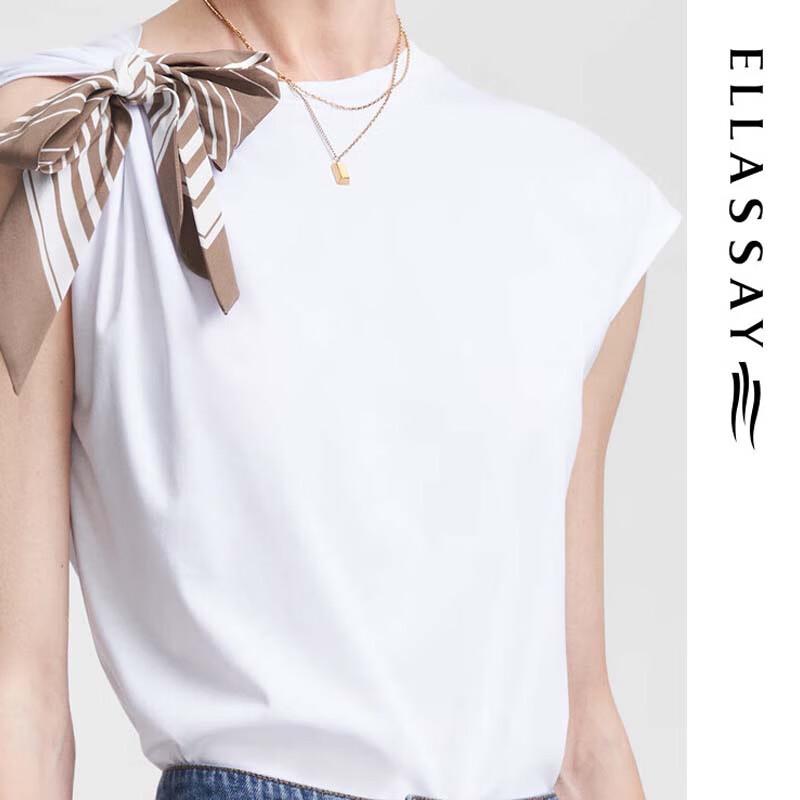 ELLASSAY Women's Elegant Scarf Knot Vest T-Shirt