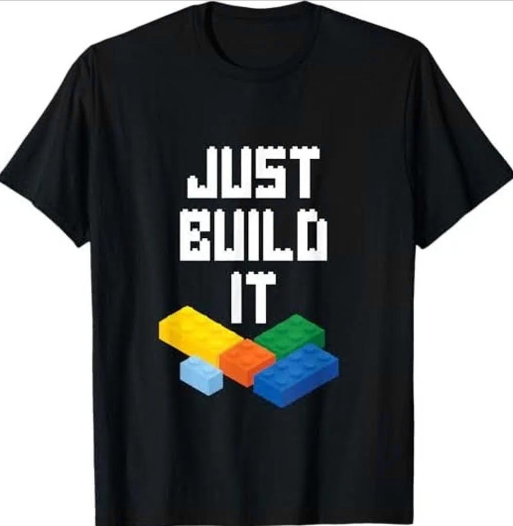 POPULAR Just Build It Master Builder Building Blocks Toy T-Shirt Gildan 5000
