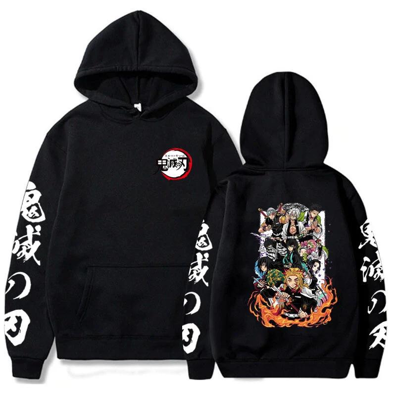 Demon Slayer Anime Pattern Men Hoodies Comfortable Oversized Autumn and Winter Sweatshirt Streetwear