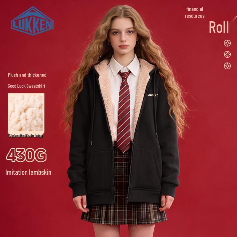 LUKKEN Women s Horse Print Fleece-Lined Hooded Zip-Up Sweatshirt L