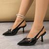 FemaleStrap Pumps Footwear Women Medium Heels Sandal 2025 Fashion Shallow Pointed Toe Ladies Heels Shoes