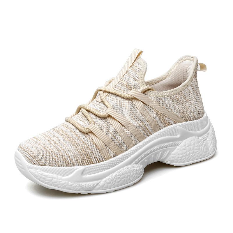 

2025 new spring soft-soled mesh breathable women s casual shoes fashion trend sports casual shoes 42 бежевый