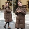 Womens Winter Puffer Coat Mid-Length Hooded Warm Down Cotton Jacket Loose Fit Casual Office Wear