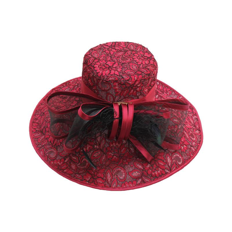 Fashion Trendy Brand Breathable Mesh Visor Women'S Summer Lace Flower Beach Hat Folding Sunscreen Sun Hat