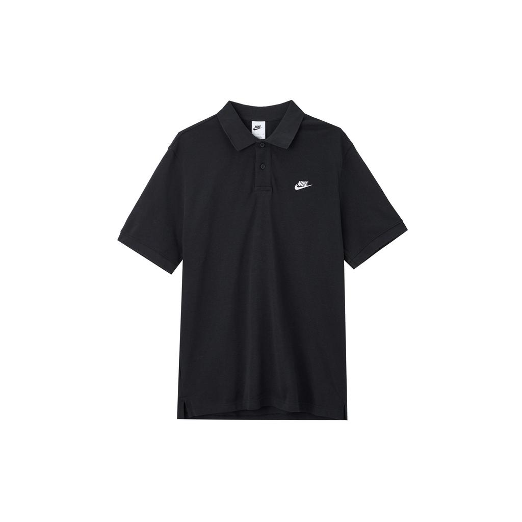 Nike Club Logo Embroidered Casual Knit Short Sleeve Polo Men Tops Black FN3895-010