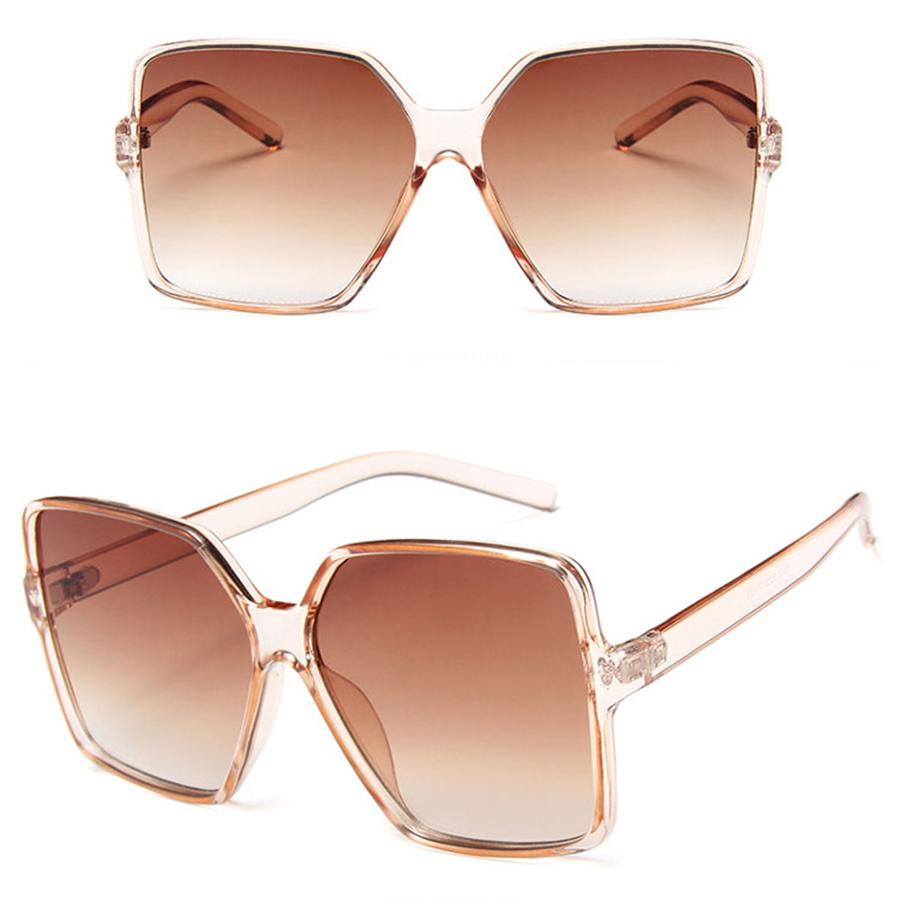 Ochelari de soare supradimensionați clasici Ochelari pătrați pentru femei Ochelari de soare cu oglindă de călătorie în gradient în aer liber Ramă din plastic Accesoriu de modă nepolarizat