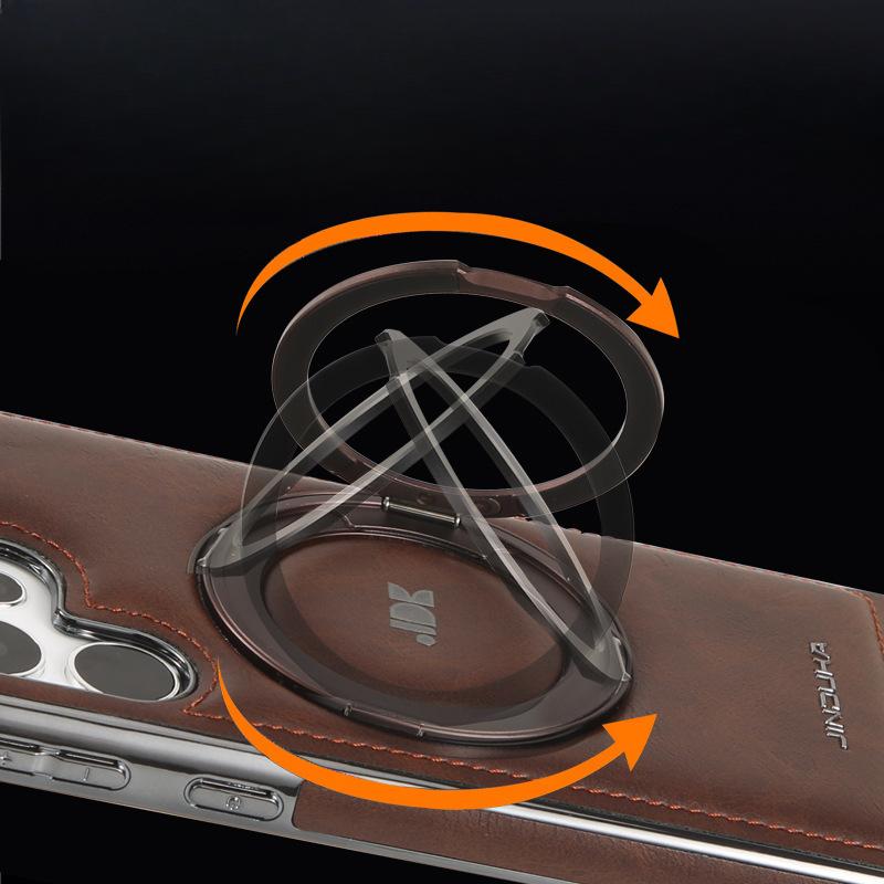 360 Rotating Samsung S23Ultra Mobile Phone Case For Galaxy24Plus Magnetic Bracket Simple 24U Leather Case