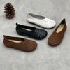 Handgefertigte Loafer aus gewebtem Echtleder zum Hineinschlüpfen Retro-Loafer Runde Spitze Weiche Sohle Damenschuhe