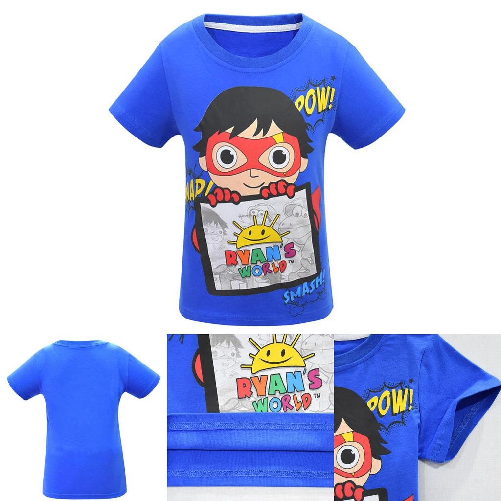 Trendy Ryan Toys Review Cartoons Print T-shirt Soft Cotton Blend Short Sleeve Tops