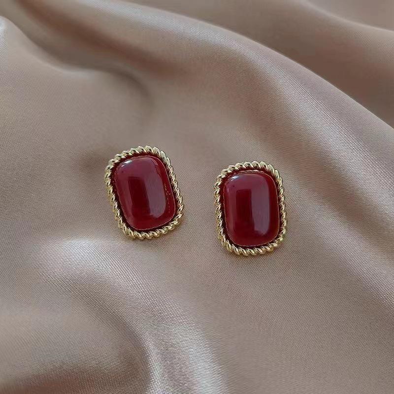 Elegant Angora Red Heart Earrings: Real Gold Electroplated with Diamonds - Perfect for Festive Occasions