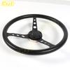 NEW Black Classic PU Steering Wheel 15inch 380mm Flat Dish Racing Sports Steering Wheel for Universal