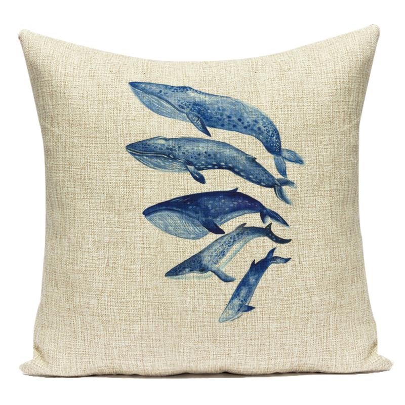 Cute Animals Fishes Decorative Throw Pillows Case Square Sofa Home Seat Cushion Cover for Home Living Room Decoration