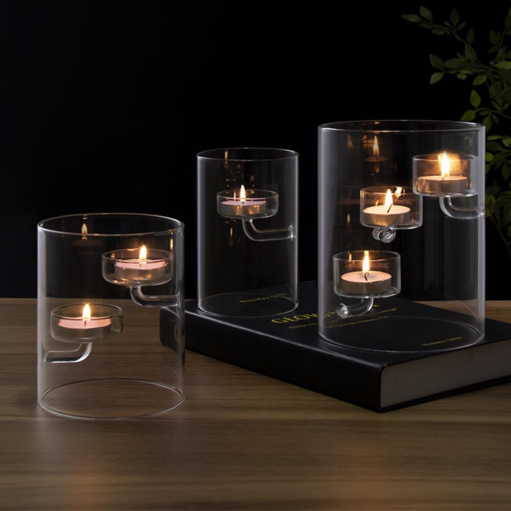 Cylinder Glass Candle Holder Tealight Stand With Windproof Design For Wedding Centerpieces Home Decors Tabletop Art